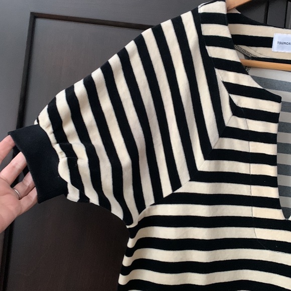 Tsumori Chisato Velour Striped Pink & Purple Tunic Dress Top Sz 4 - Picture 4 of 11